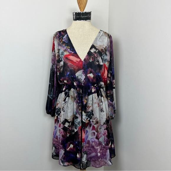 Alice + Olivia Dresses & Skirts - Alice + Olivia Floral Multi-Colored Mini Chiffon Garden Dress Size Small (291)